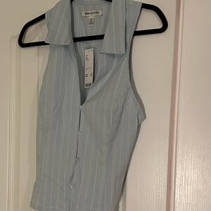 Urban Outfitters Light Blue Striped Sleeveless Shirt